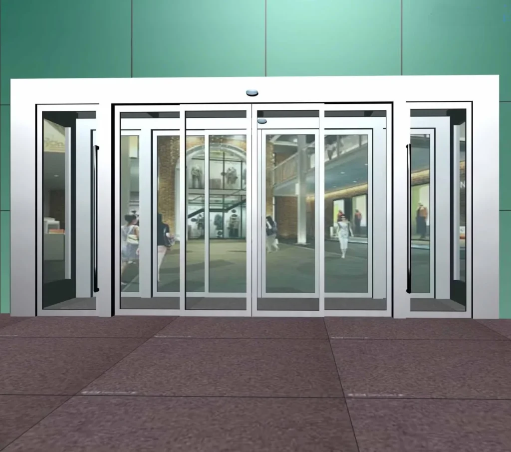 Double automatic glass doors