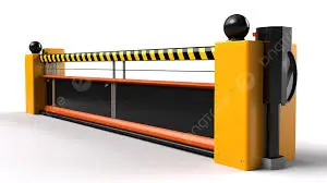 Automatic boom barrier gate system with black and yellow safety markings for secure vehicle access in Pakistan