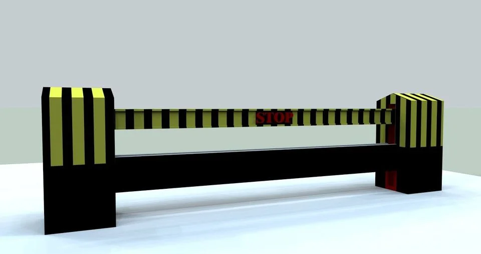 Automatic boom barrier security gate with STOP marking for controlled vehicle access in Pakistan