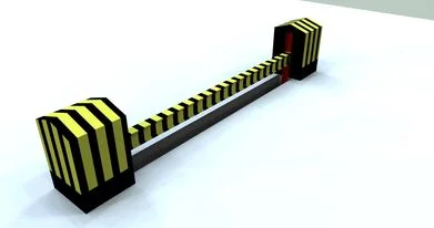 Automatic boom barrier security system with black and yellow markings for controlled vehicle access in Pakistan