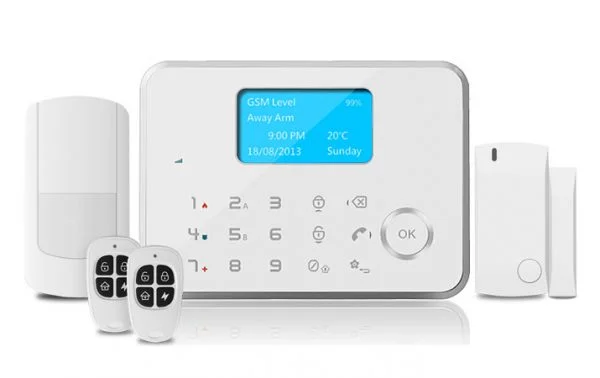 GSM wireless burglar alarm system with keypad, motion sensor, door sensor and remote controls by Techno-Inn Pakistan