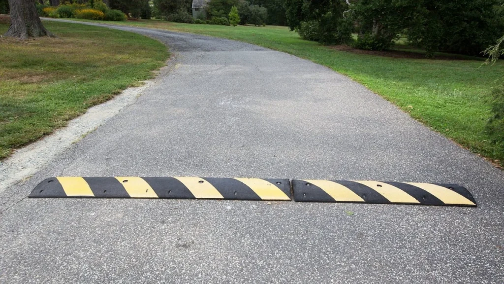 Outdoor rubber speed breaker system for road safety and vehicle speed control