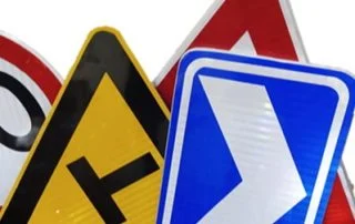 Traffic road safety signs for vehicle guidance and road management solutions